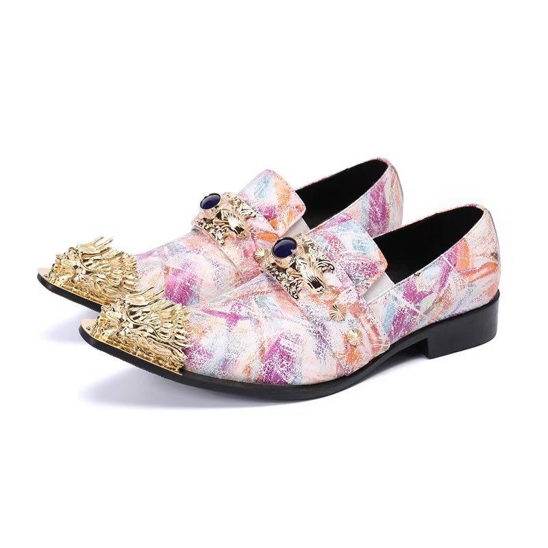 Formelle Herrenschuhe Luxuriöse Slip-on-schuhe Aus Exotischem Leder Mit Spitzer Zehenpartie - Lila