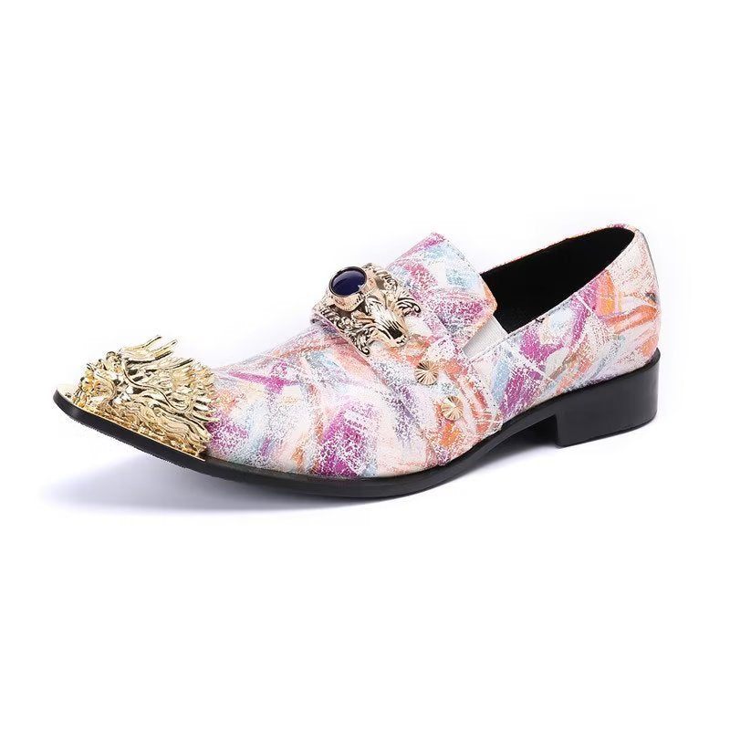 Formelle Herrenschuhe Luxuriöse Slip-on-schuhe Aus Exotischem Leder Mit Spitzer Zehenpartie - Lila