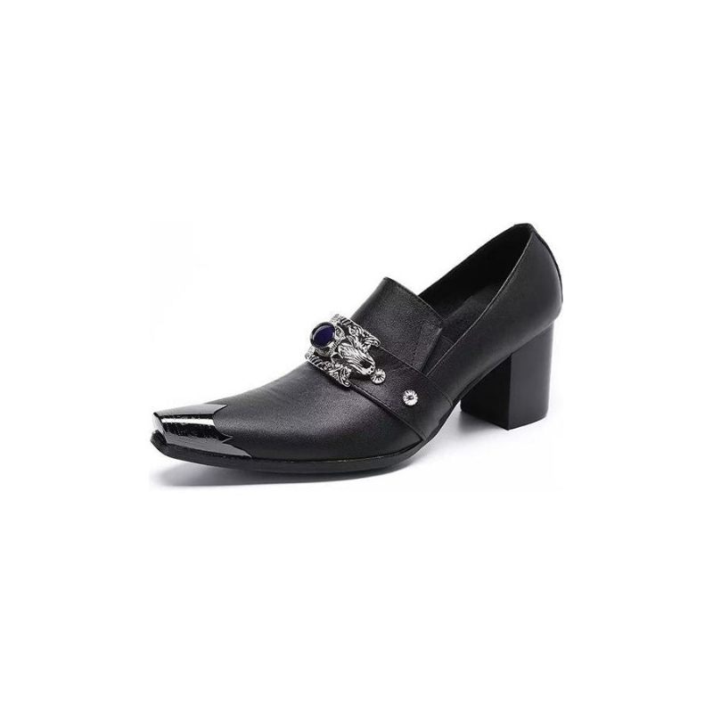 Formelle Herrenschuhe Luxuriöse Slip-on-schuhe Aus Glattem Leder - Schwarz