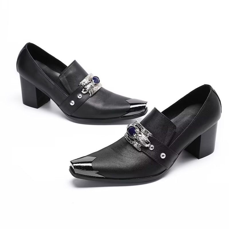 Formelle Herrenschuhe Luxuriöse Slip-on-schuhe Aus Glattem Leder - Schwarz