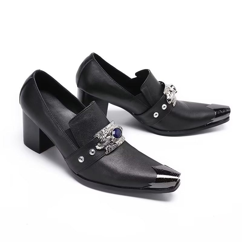 Formelle Herrenschuhe Luxuriöse Slip-on-schuhe Aus Glattem Leder - Schwarz