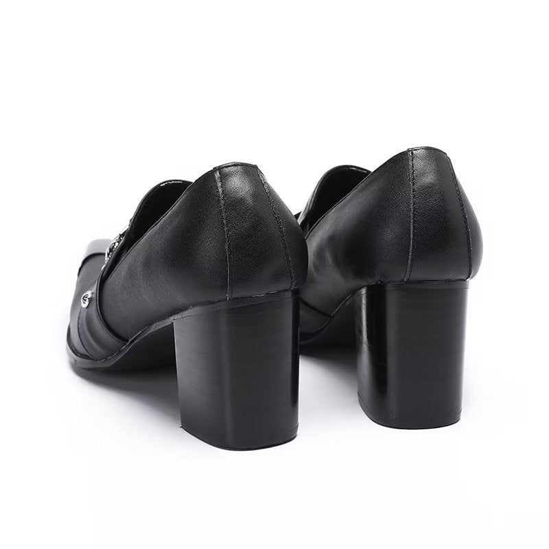 Formelle Herrenschuhe Luxuriöse Slip-on-schuhe Aus Glattem Leder - Schwarz