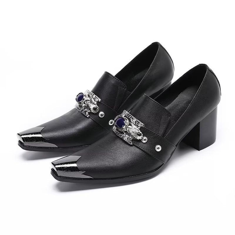 Formelle Herrenschuhe Luxuriöse Slip-on-schuhe Aus Glattem Leder - Schwarz