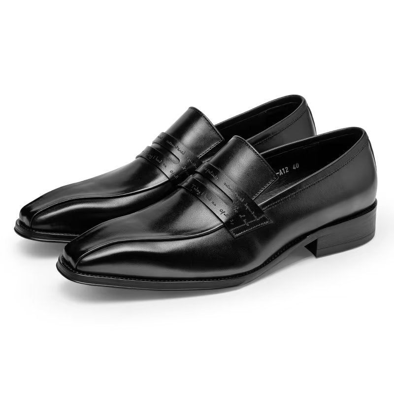 Formelle Herrenschuhe Luxuriöse Slip-on-schuhe Aus Rindsleder - Schwarz