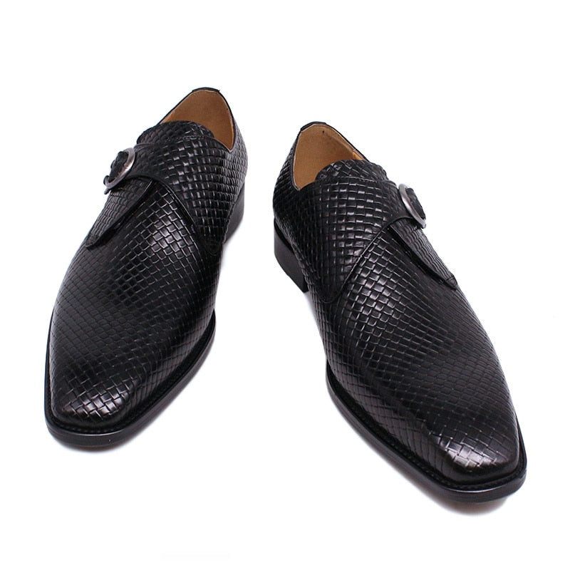 Formelle Herrenschuhe Luxuriöse Slip-on-schuhe Mit Exotischer Textur - Schwarz