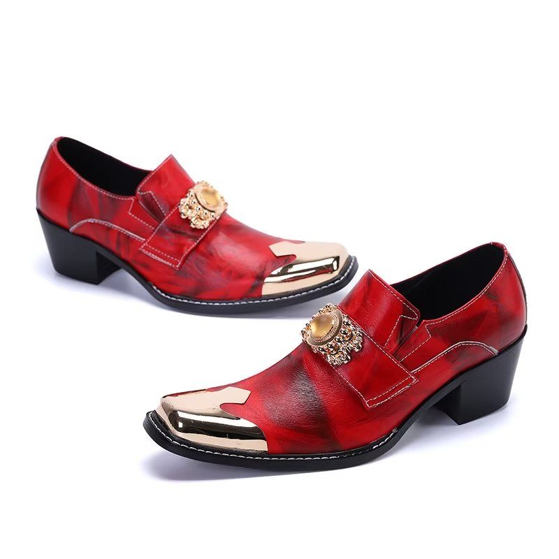 Formelle Herrenschuhe Luxuriöse Slip-on-schuhe Mit Quadratischer Zehenpartie - Rot