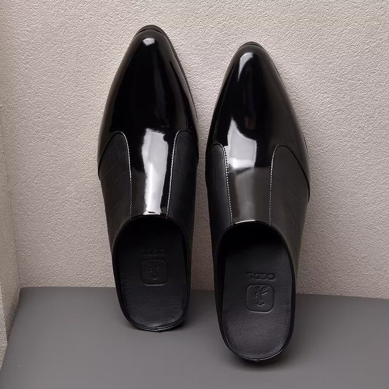 Formelle Herrenschuhe Luxuriöse Spitze Zehenpartie Elegante Business-hausschuhe Aus Leder - Schwarz 1