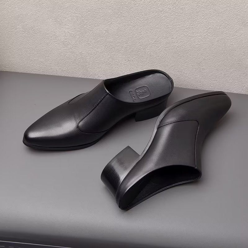 Formelle Herrenschuhe Luxuriöse Spitze Zehenpartie Elegante Business-hausschuhe Aus Leder - Schwarz 1