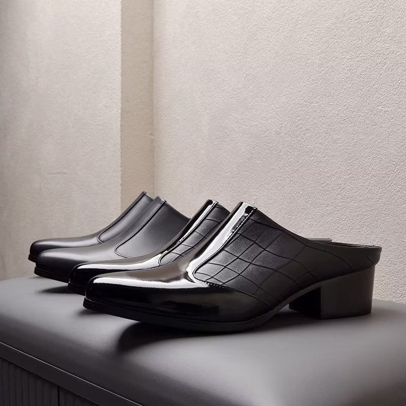 Formelle Herrenschuhe Luxuriöse Spitze Zehenpartie Elegante Business-hausschuhe Aus Leder - Schwarz 1