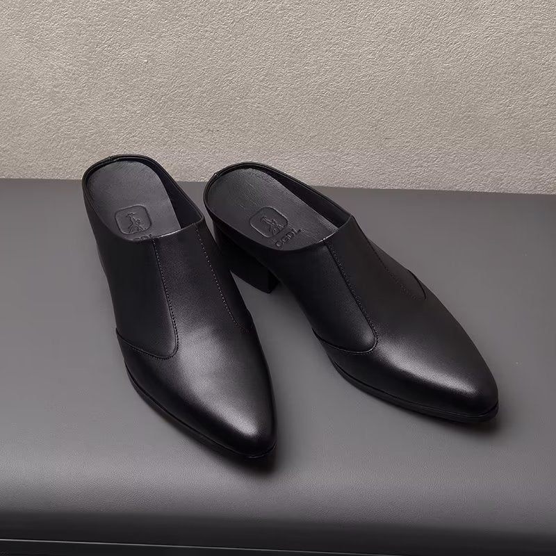 Formelle Herrenschuhe Luxuriöse Spitze Zehenpartie Elegante Business-hausschuhe Aus Leder - Schwarz 1