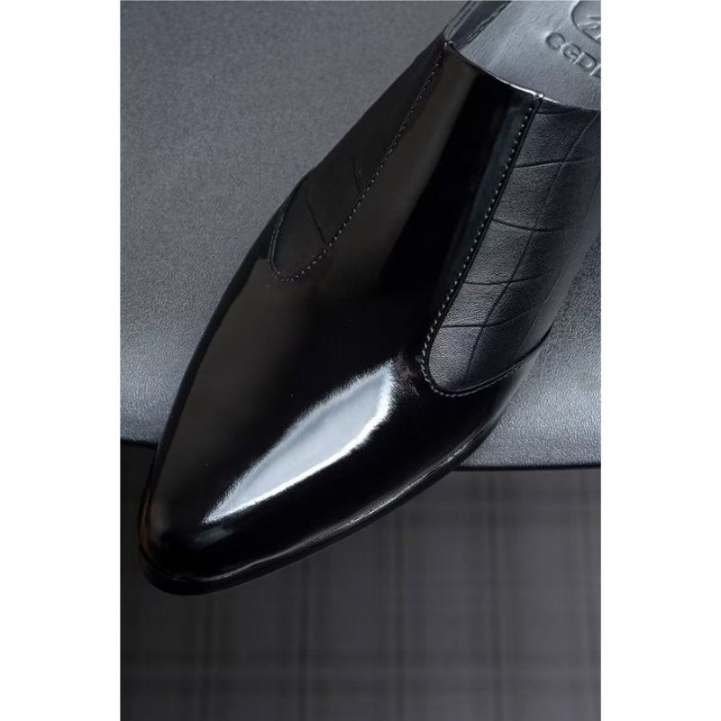 Formelle Herrenschuhe Luxuriöse Spitze Zehenpartie Elegante Business-hausschuhe Aus Leder - Schwarz 1