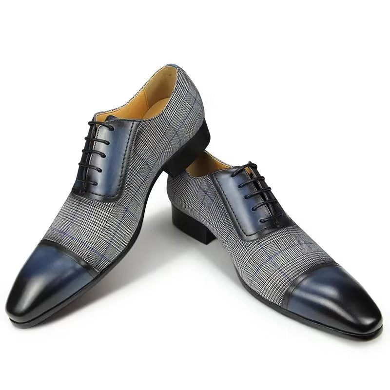 Formelle Herrenschuhe Luxuriöses Leder Elegante Brogue-hochzeits-oxford-schuhe - Blau