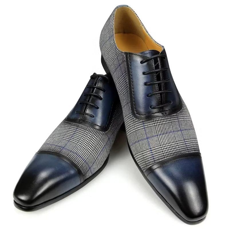 Formelle Herrenschuhe Luxuriöses Leder Elegante Brogue-hochzeits-oxford-schuhe - Blau