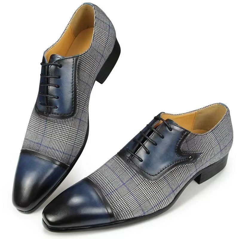 Formelle Herrenschuhe Luxuriöses Leder Elegante Brogue-hochzeits-oxford-schuhe - Blau