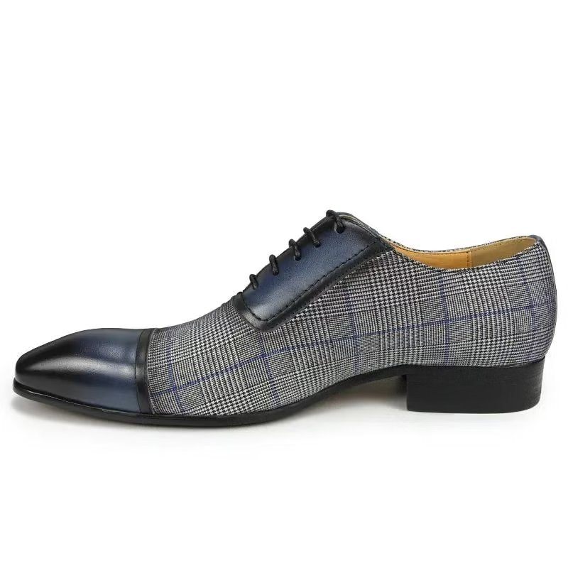 Formelle Herrenschuhe Luxuriöses Leder Elegante Brogue-hochzeits-oxford-schuhe - Blau