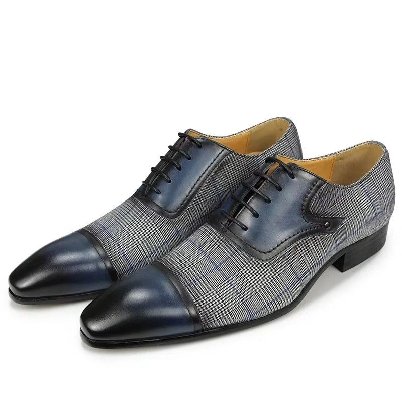 Formelle Herrenschuhe Luxuriöses Leder Elegante Brogue-hochzeits-oxford-schuhe - Blau