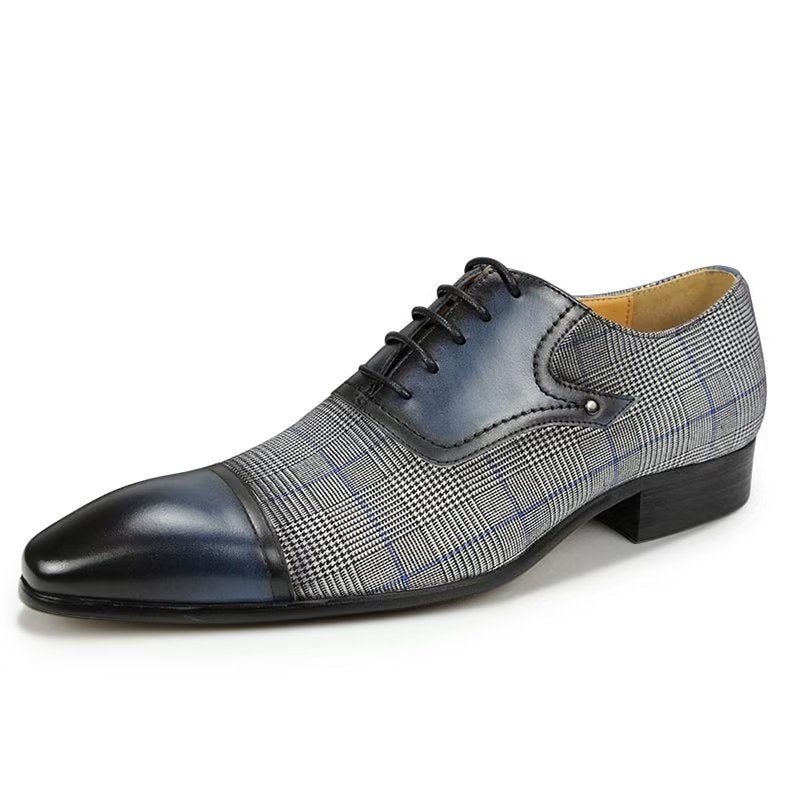 Formelle Herrenschuhe Luxuriöses Leder Elegante Brogue-hochzeits-oxford-schuhe - Blau