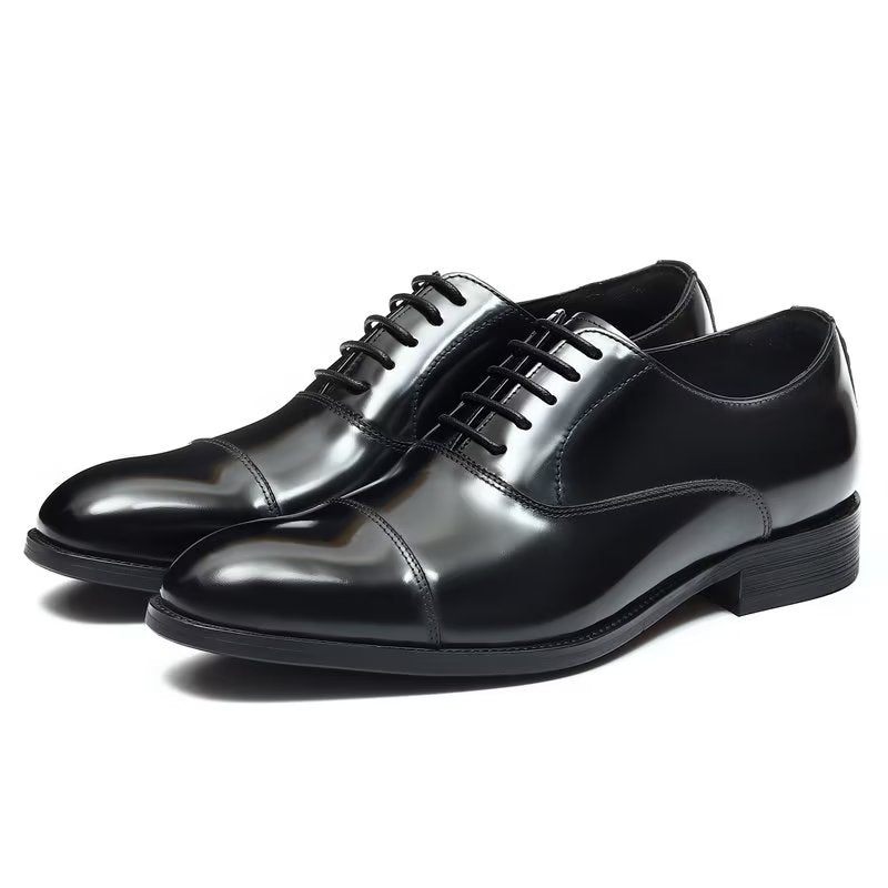 Formelle Herrenschuhe Luxuriöses Leder Runde Zehenpartie Oxford-kleiderschuhe - Schwarz