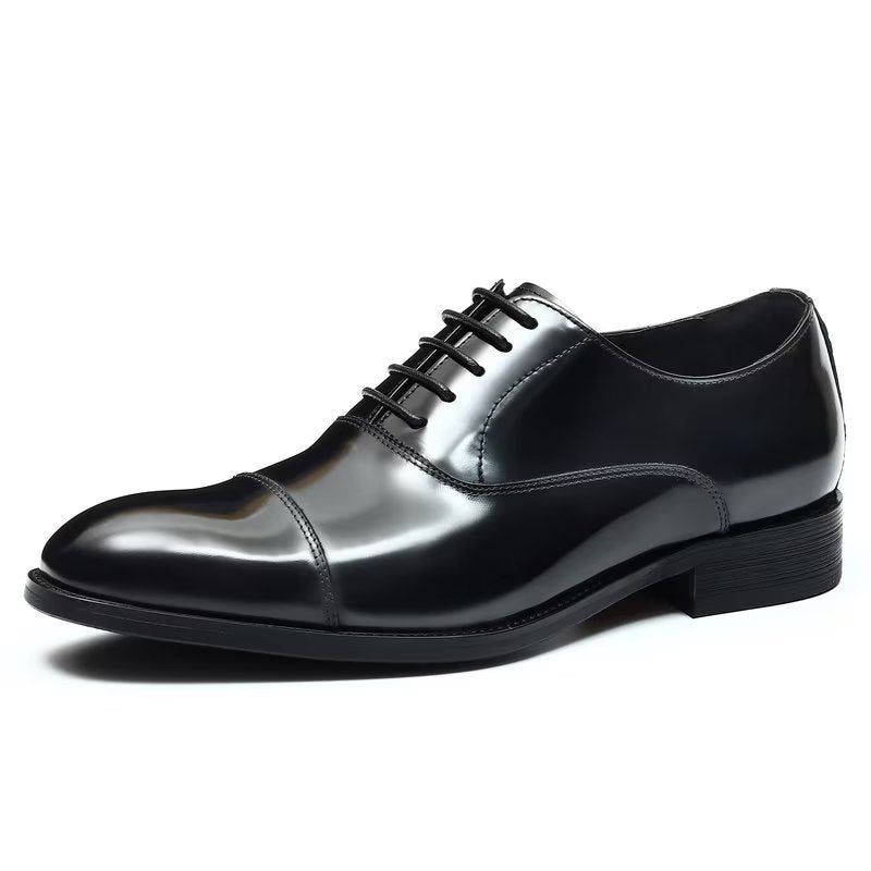 Formelle Herrenschuhe Luxuriöses Leder Runde Zehenpartie Oxford-kleiderschuhe - Schwarz