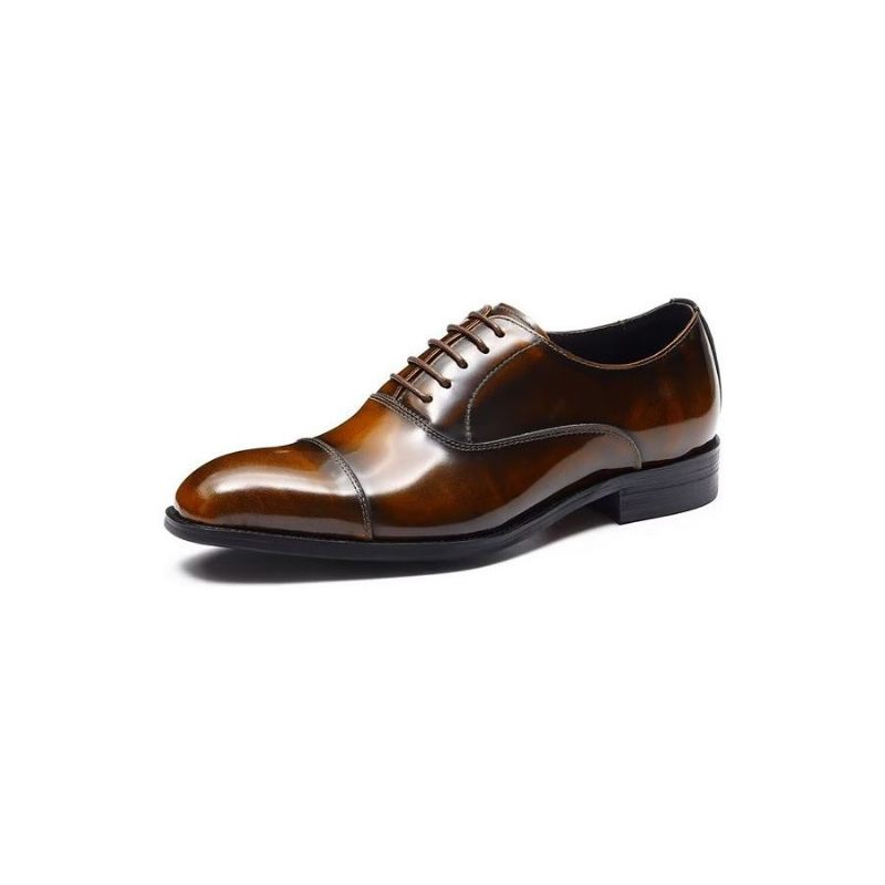 Formelle Herrenschuhe Luxuriöses Leder Runde Zehenpartie Oxford-kleiderschuhe - Kaffee