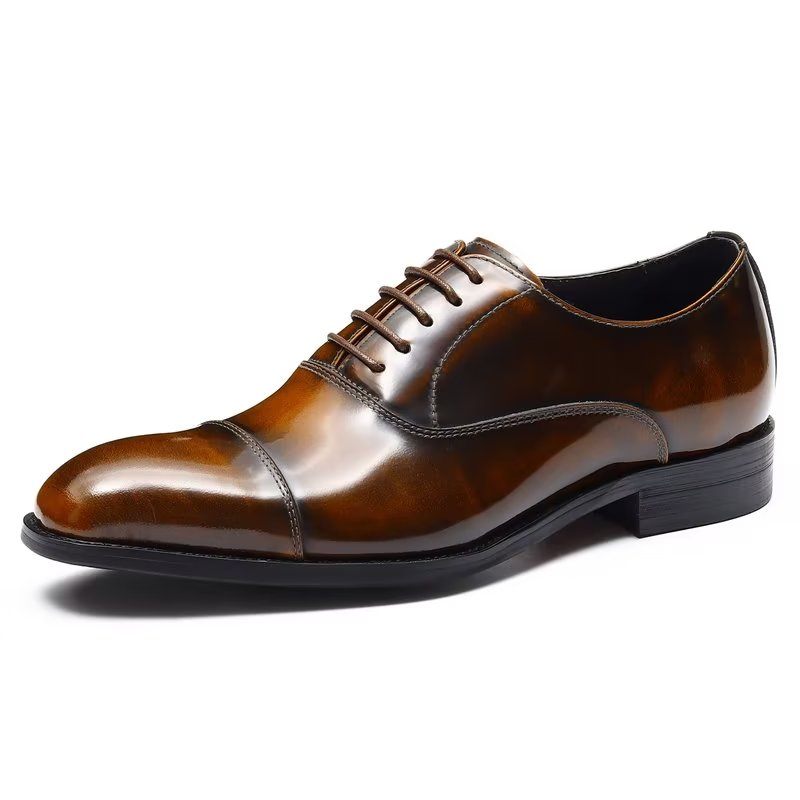 Formelle Herrenschuhe Luxuriöses Leder Runde Zehenpartie Oxford-kleiderschuhe - Kaffee