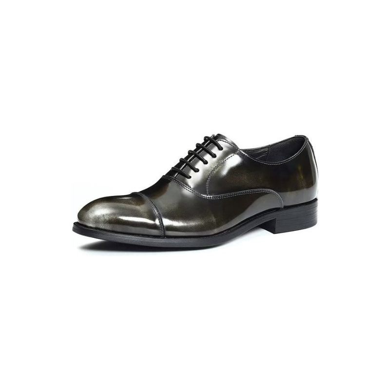 Formelle Herrenschuhe Luxuriöses Leder Runde Zehenpartie Oxford-kleiderschuhe - Grau