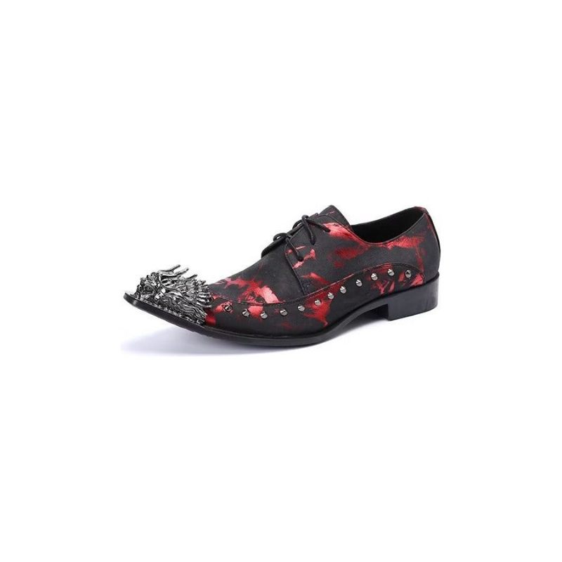 Formelle Herrenschuhe Luxus-derbys Aus Echtem Leder Mit Exotischem Muster - Rot