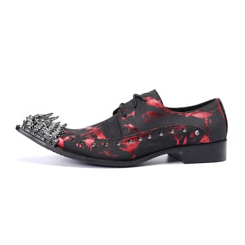 Formelle Herrenschuhe Luxus-derbys Aus Echtem Leder Mit Exotischem Muster - Rot