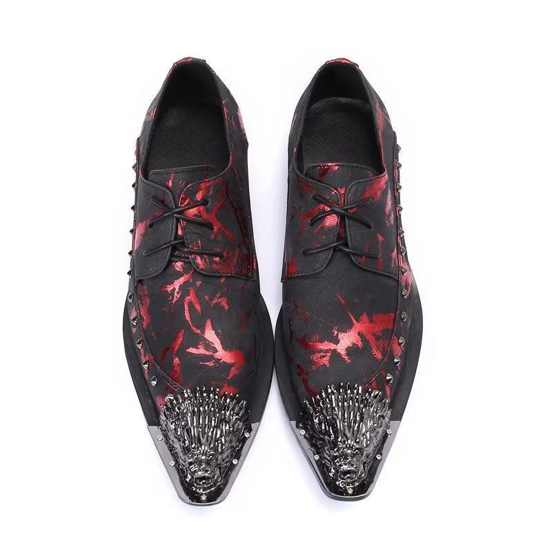 Formelle Herrenschuhe Luxus-derbys Aus Echtem Leder Mit Exotischem Muster - Rot