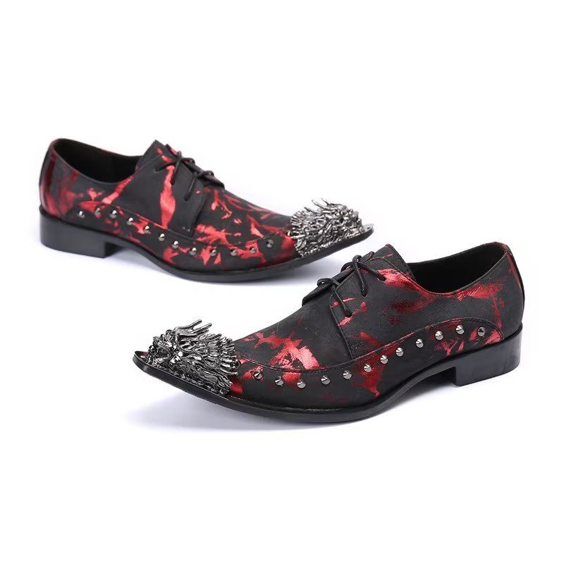 Formelle Herrenschuhe Luxus-derbys Aus Echtem Leder Mit Exotischem Muster - Rot