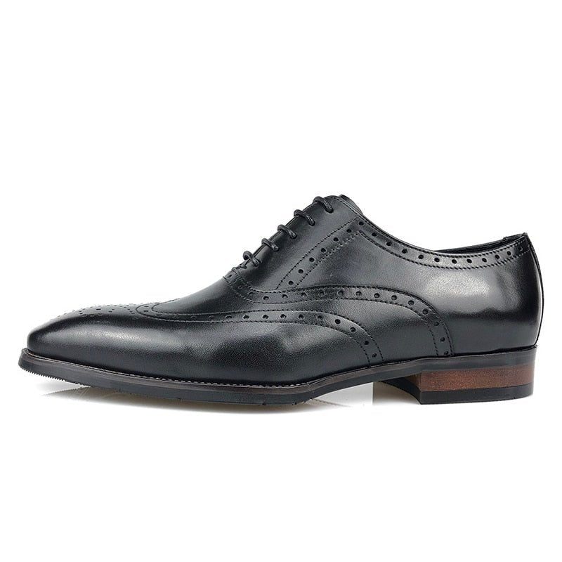 Formelle Herrenschuhe Luxus-leder-plateau-oxford-kleiderschuhe - Schwarz