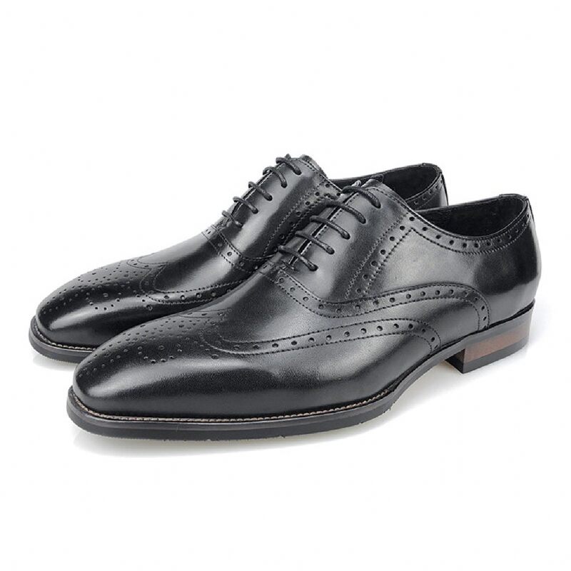 Formelle Herrenschuhe Luxus-leder-plateau-oxford-kleiderschuhe - Schwarz