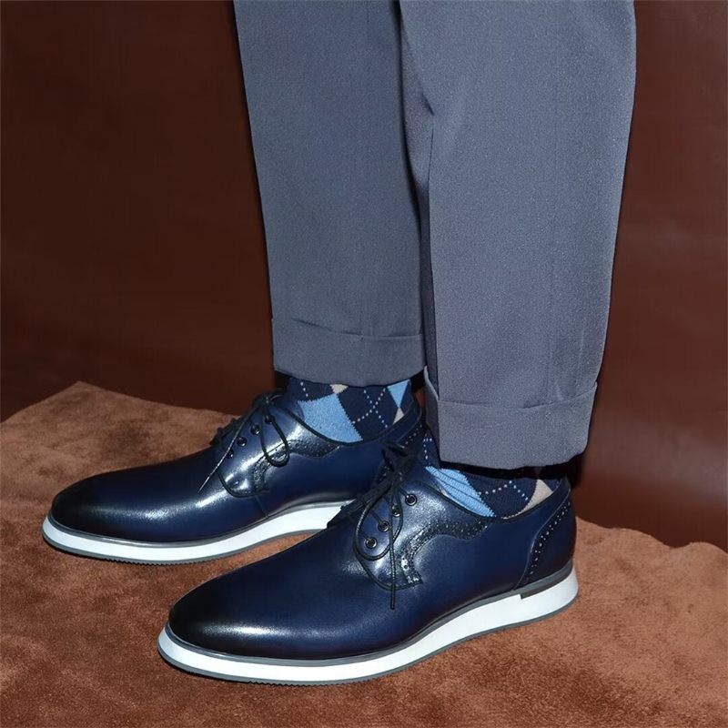 Formelle Herrenschuhe Mit Eleganter Urbaner Schnürung Und Eleganz - Blau