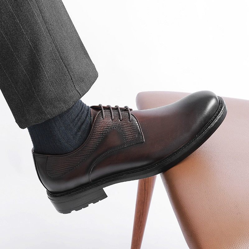 Formelle Herrenschuhe Mit Exotischem Muster Brogue-schnürschuhe - Kaffee