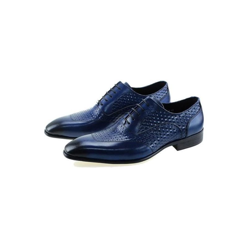 Formelle Herrenschuhe Mit Exotischem Muster Oxford-schuhe - Blau