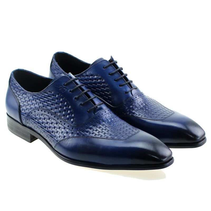 Formelle Herrenschuhe Mit Exotischem Muster Oxford-schuhe - Blau