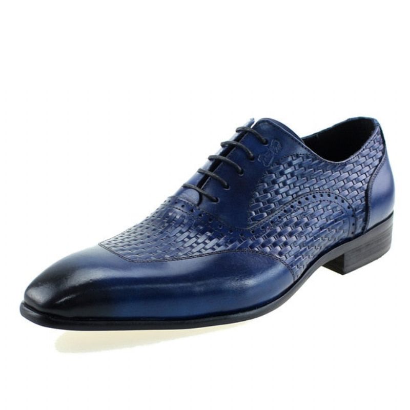 Formelle Herrenschuhe Mit Exotischem Muster Oxford-schuhe - Blau