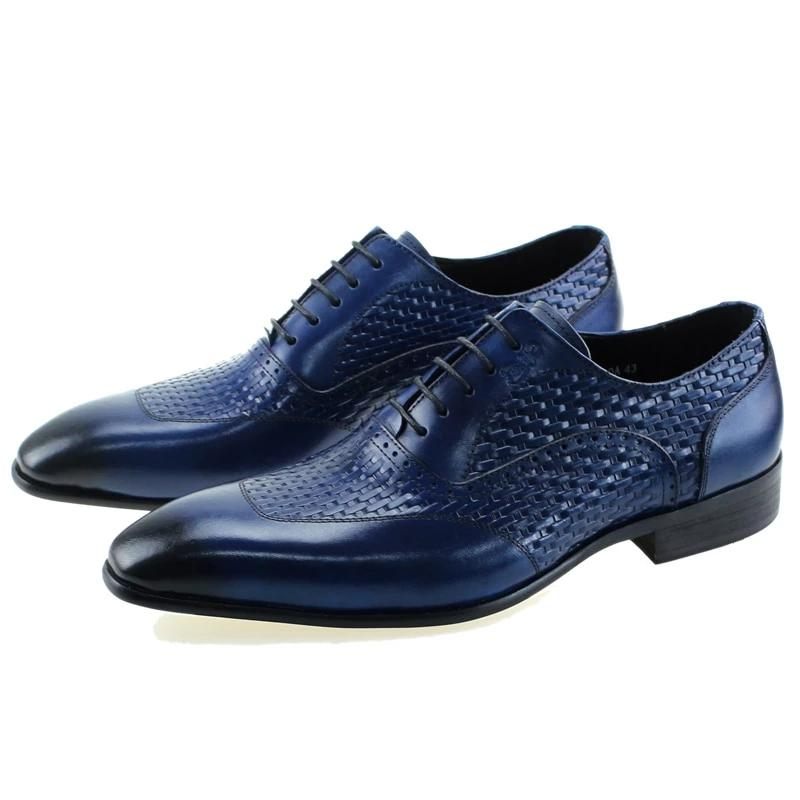 Formelle Herrenschuhe Mit Exotischem Muster Oxford-schuhe - Blau