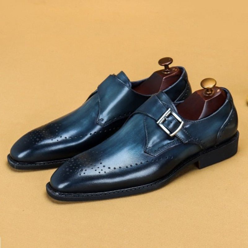 Formelle Herrenschuhe Mit Exotischem Muster Und Spitzem Zehenbereich Brogue-schuhe - Blau