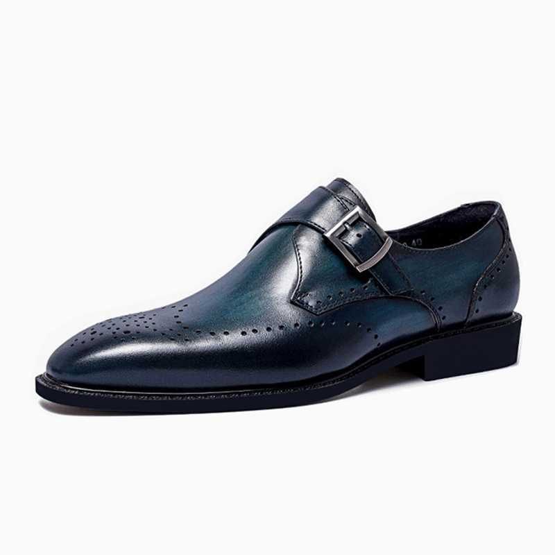 Formelle Herrenschuhe Mit Exotischem Muster Und Spitzem Zehenbereich Brogue-schuhe - Blau