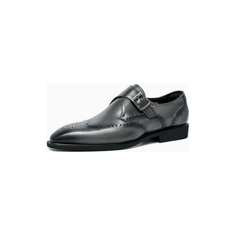 Formelle Herrenschuhe Mit Exotischem Muster Und Spitzem Zehenbereich Brogue-schuhe - Grau