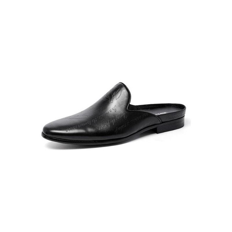 Formelle Herrenschuhe Mit Exotischem Text-design Slip-on-hausschuhe - Schwarz