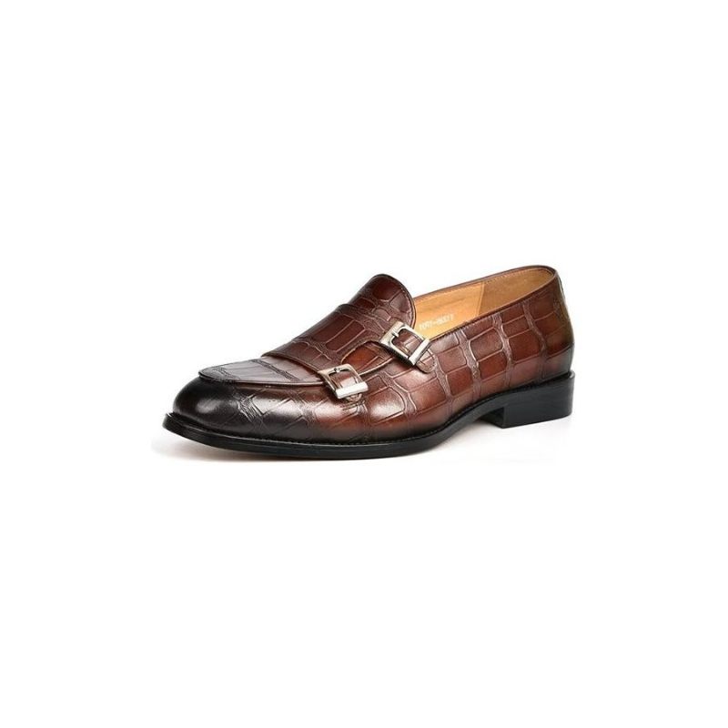 Formelle Herrenschuhe Mit Exotischer Textur Modische Monkstrap-kleiderschuhe - Kaffee