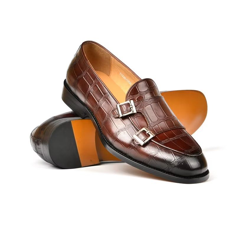 Formelle Herrenschuhe Mit Exotischer Textur Modische Monkstrap-kleiderschuhe - Kaffee