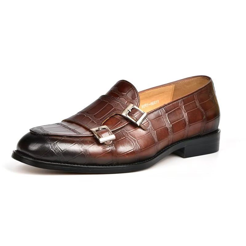 Formelle Herrenschuhe Mit Exotischer Textur Modische Monkstrap-kleiderschuhe - Kaffee