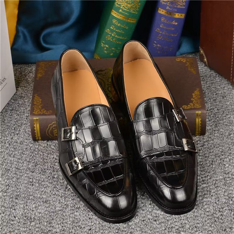 Formelle Herrenschuhe Mit Exotischer Textur Modische Monkstrap-kleiderschuhe - Schwarz