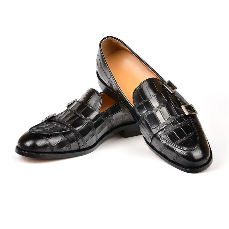 Formelle Herrenschuhe Mit Exotischer Textur Modische Monkstrap-kleiderschuhe - Schwarz