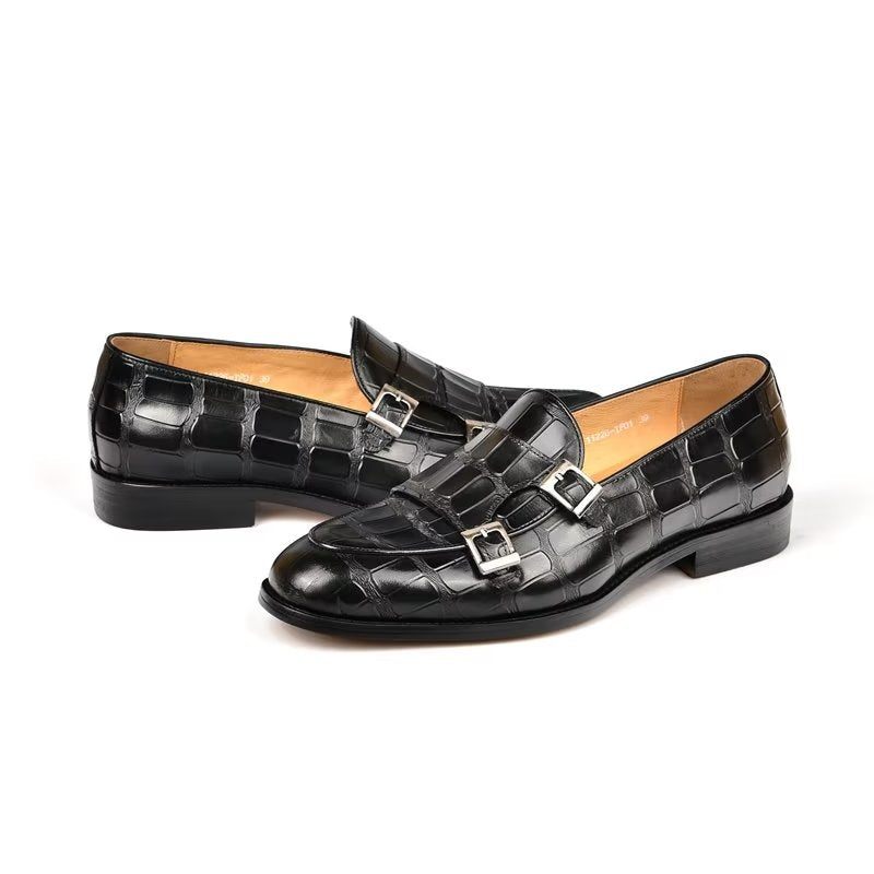 Formelle Herrenschuhe Mit Exotischer Textur Modische Monkstrap-kleiderschuhe - Schwarz