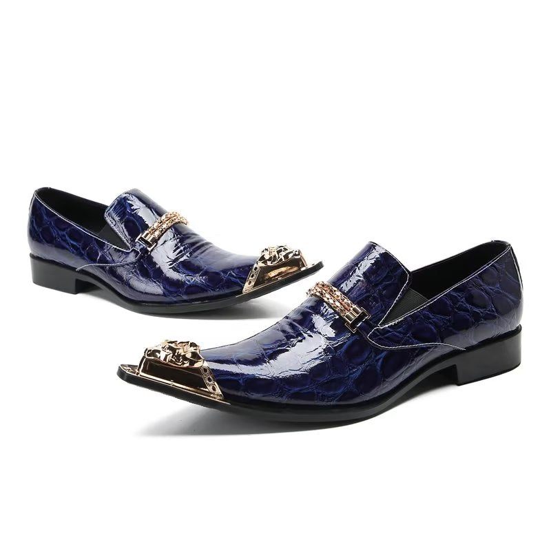 Formelle Herrenschuhe Mit Exotischer Textur Schicke Slip-on-schuhe - Blau