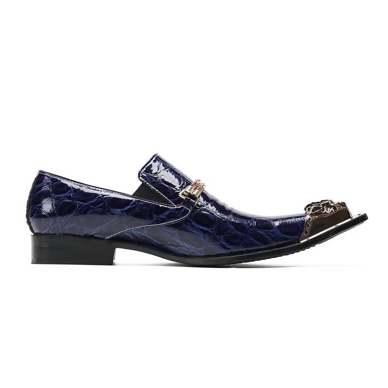 Formelle Herrenschuhe Mit Exotischer Textur Schicke Slip-on-schuhe - Blau